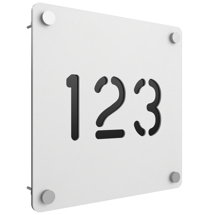 ProtectorAl 280 x 280mm Pearl White Aluminium Cut Through Custom House Sign