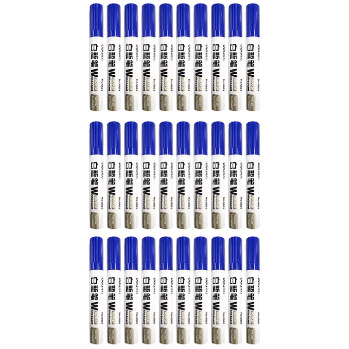 3x 10pc Deli Office/home Erasable Whiteboard Marker/pen Bullet Tip Blue