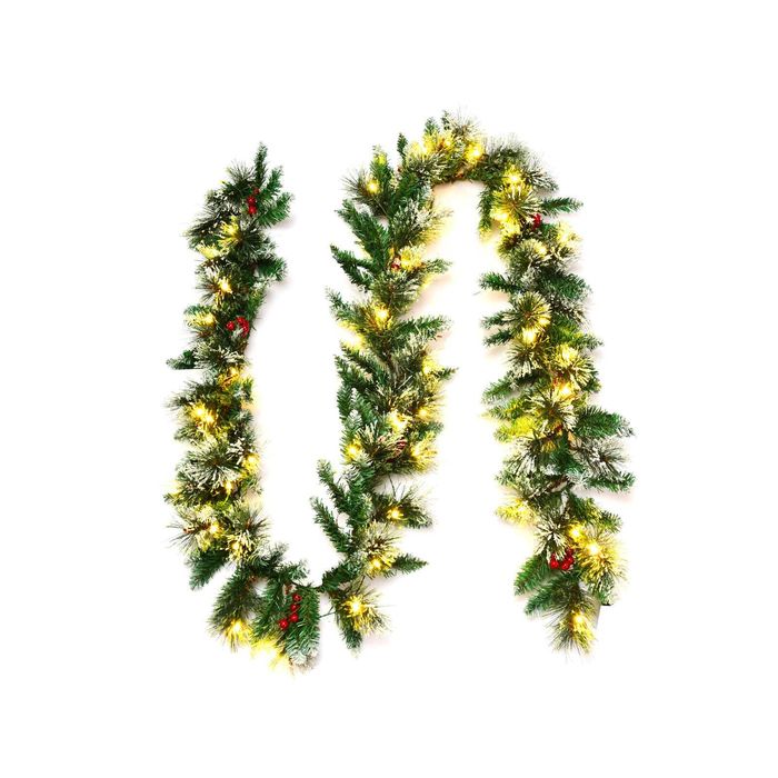 Costway 2.7M Christmas Wreath Rattan Xmas Garlands Hanging Ornament w/50 Lights & Timer