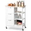 Costway Mobile Kitchen Island Trolley Serving Cart  White