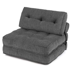 Costway Soft Sofa Convertible Sleeper Chair-Grey