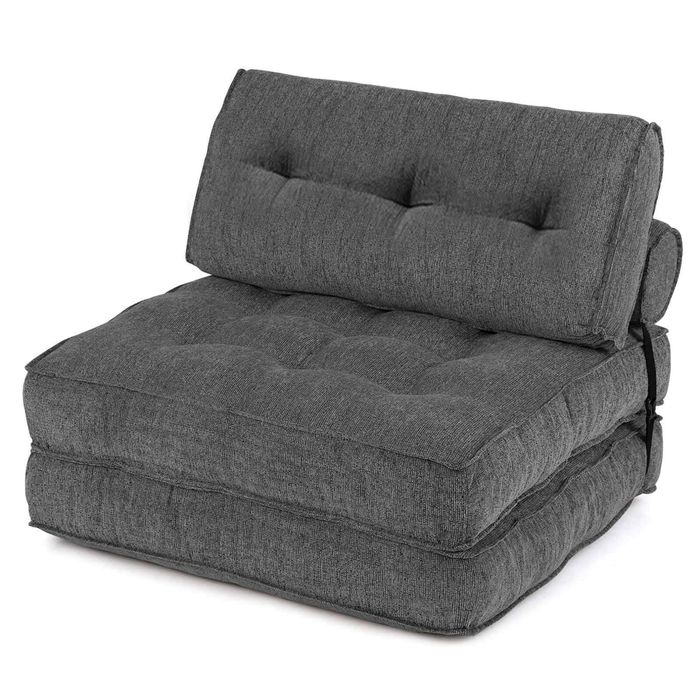 Costway Soft Sofa Convertible Sleeper Chair-Grey
