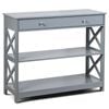 Costway 3-tier Wood Console Table Hallway Display Desk W/drawer & Open Shelf Grey