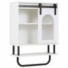 Costway Wall Storage Cabinet Industrial Hanging Bar 3Tier Laundry White