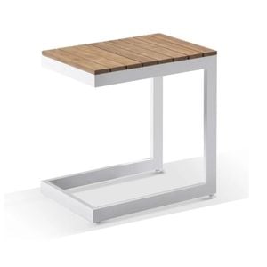 Outdoor Balmoral Aluminium And Teak Top Side Table - White