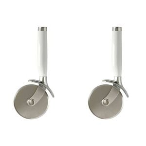 2PK KitchenAid Stainless Steel Pizza Wheel Slicer - White