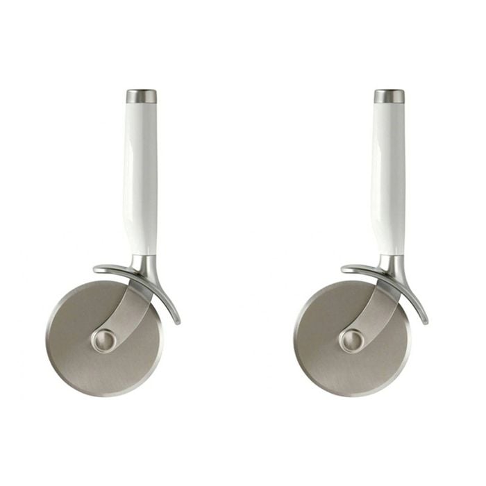 2PK KitchenAid Stainless Steel Pizza Wheel Slicer - White