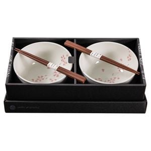 Omotenashi Hanashidare Set of 2 Donburi Bowls & Chopsticks
