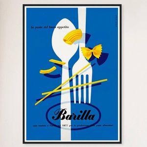 Galrie Barilla Vintage Pasta Advertising Poster - Charming Kitchen Wall Decor, Black Frame, A1 60 x 84cm (23 x 33inch)