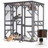 Advwin Large Wooden Cat Enclosure Cage + 6L Automatic Cat Feeder with App Control