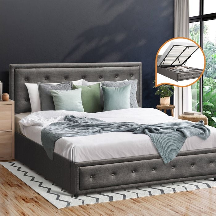 Oikiture Bed Frame Gas Lift Base Grey-Double