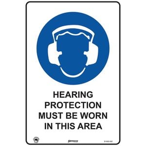 Pinnacle 600 x 400mm Metal Hearing Protection Must Be Worn In This Area Sign