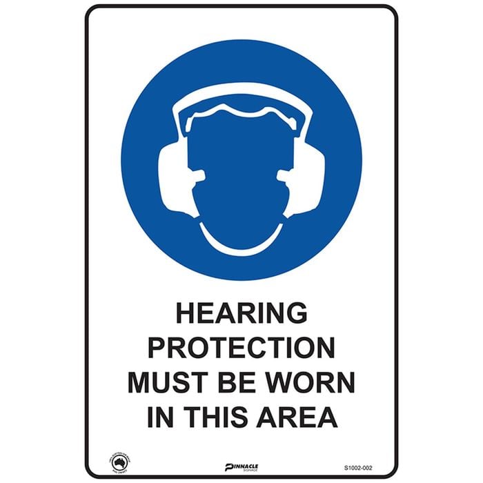 Pinnacle 600 x 400mm Metal Hearing Protection Must Be Worn In This Area Sign