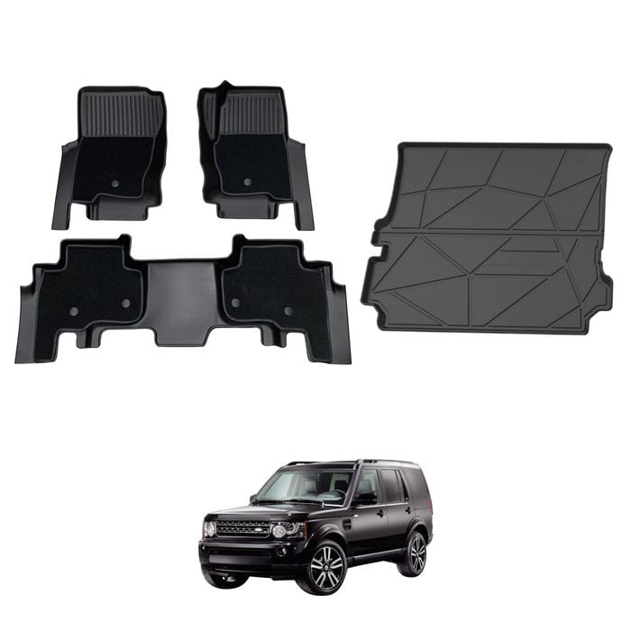 AUSGO Double-Layer Floor Mats & Boot Liner Set for Land Rover Discovery 3 4 2004-2016 Car Floor Liners Cargo Mat
