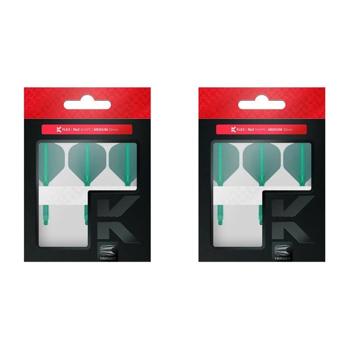 6pc Target K-Flex Moulded Dart Flight & Shaft No.2 Medium - Green