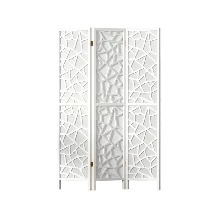 Artiss Clover Room Divider Screen 3 Panel Foldable Wooden Divider White