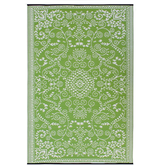 Fab Habitat 150x238cm Lime And Cream Murano Traditional Recycled Plastic Reversible Outdoor Rug