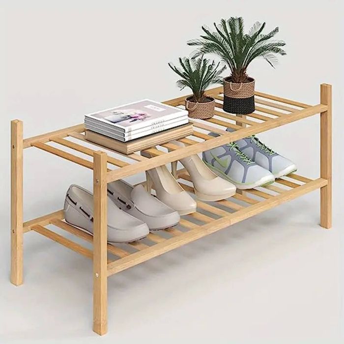 Lifebay Bamboo Shoe Rack: Stack & Fold Design