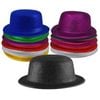 12x GLITTER BOWLER HAT Fancy Party Plastic Costume Cap Fun Dress Up Sparkle BULK Assorted Colour Pack