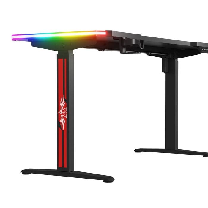 Ufurniture Electric Standing Gaming Desk with LED Lights Black 140cm