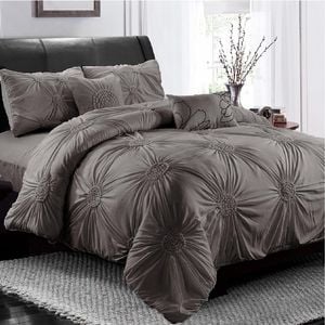 Dreamfields Double Stone Circle Ruched Large Diamond Pintuck Dyed Quilt/Doona Cover Set