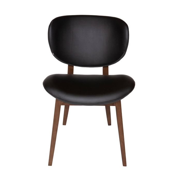 SK Designer Living | Nobu Upholstered Dining Chair | Walnut Legs - Black PU Leather
