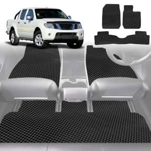 6D Diamond Car Floor Mats for Nissan Navara Dual Cab (D40 ST/STX)2005-2015-Full Set-Black-Outback GT