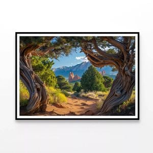 Trees with Mountains  Print 100% Australian Made 90x60cm  (Poster)