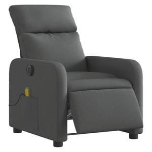 vidaXL Electric Massage Recliner Chair Armchair Single Sofa Dark Grey Fabric
