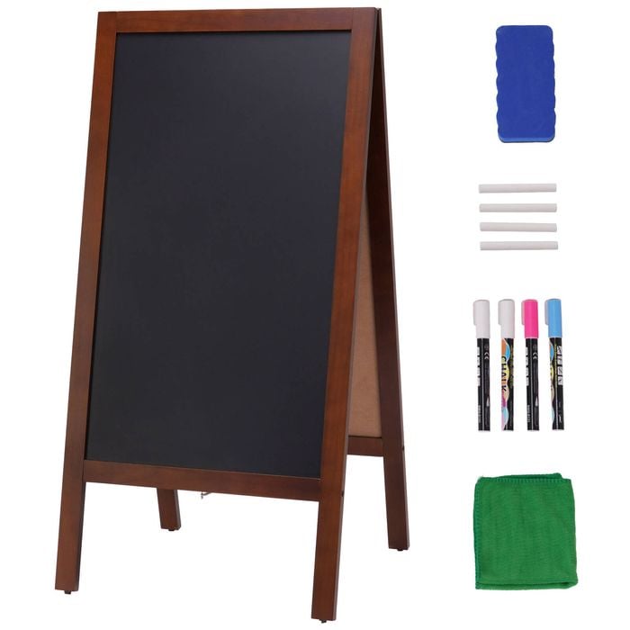 VEOVR 50x102cm A Frame Double-Sided Chalkboard Sign Freestanding Vintage Wooden with Magnetic Eraser