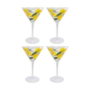 4pk Lvd Lemoncello Martini Glass Barware/drinkware Decor Yellow/clear 17x10cm