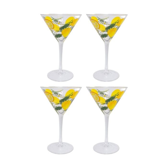 4pk Lvd Lemoncello Martini Glass Barware/drinkware Decor Yellow/clear 17x10cm