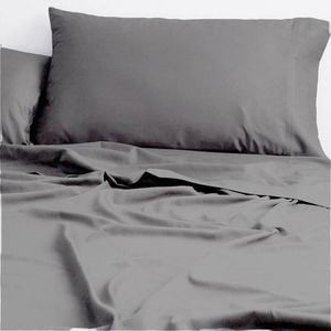Cloud Linen Super King 250 Thread Count Organic Cotton Sheet Set Charcoal