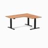 Desky L-shape Sit To Stand Prime Oak Melamine Desk 1600x1400mm - Right Return Height Adjustable Matte Black Leg