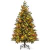 Costway 1.5M Fir Christmas Tree Red Berries Xmas Tree w/160 White LED Lights