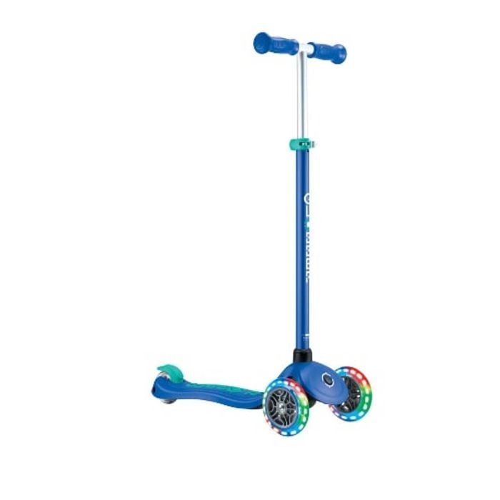 Globber PRIMO PLUS Scooter with Lights - Navy Blue / Emerald Green