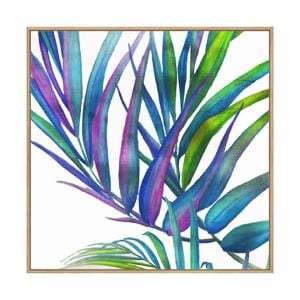 Artey | Colorful Leaves I - Framed Canvas - Natural Frame - 50 x 50cm