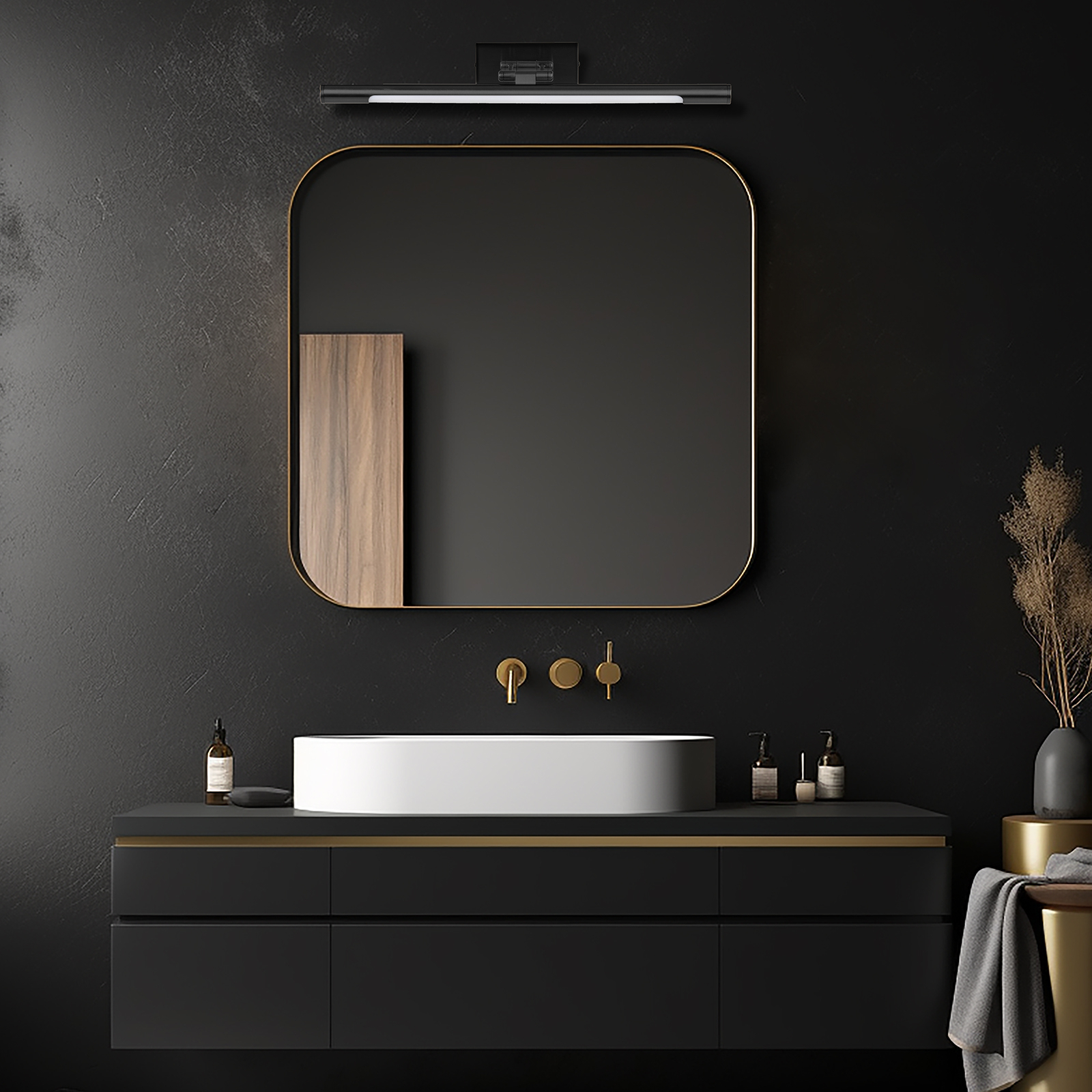Brilliant 50cm Black Tri Colour LED Adjustable Carlo Picture And Vanity Light Bunnings Australia