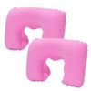 Catzon 2 Pcs Inflatable U-Shaped Pillow Flocked Fabric-Pink