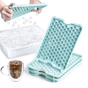 Catzon 3-Piece Mini Ice Cube Tray Set with Lid & Storage Bin