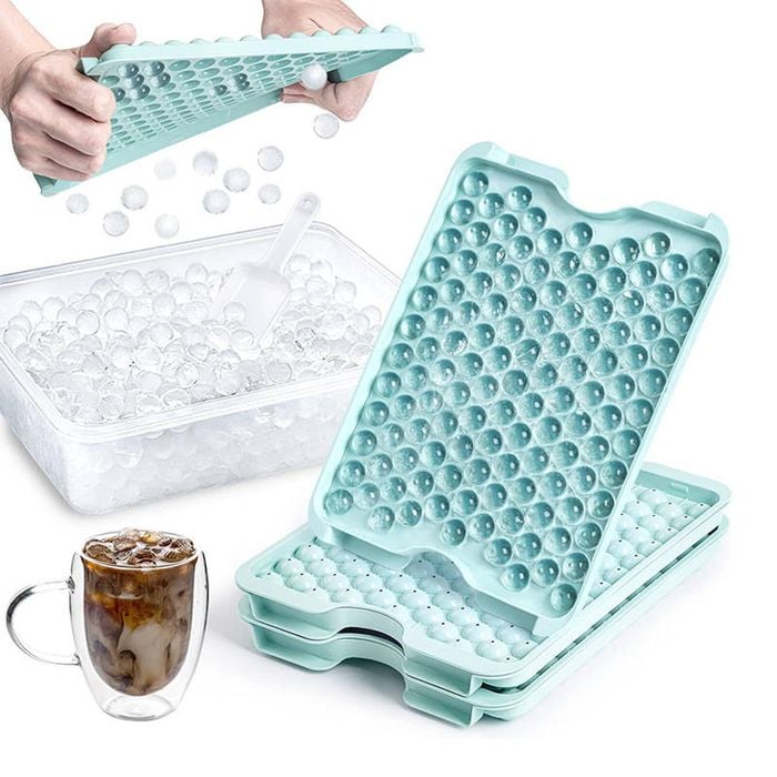 Catzon 3-Piece Mini Ice Cube Tray Set with Lid & Storage Bin