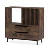 Costway Record Player Stand Mid Century 4 Rack Drawer Retro Cabinet Brown