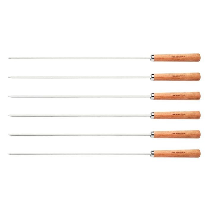 Tramontina Churrasco 6 Piece Bbq Skewer Set With Wooden Handles 50cm