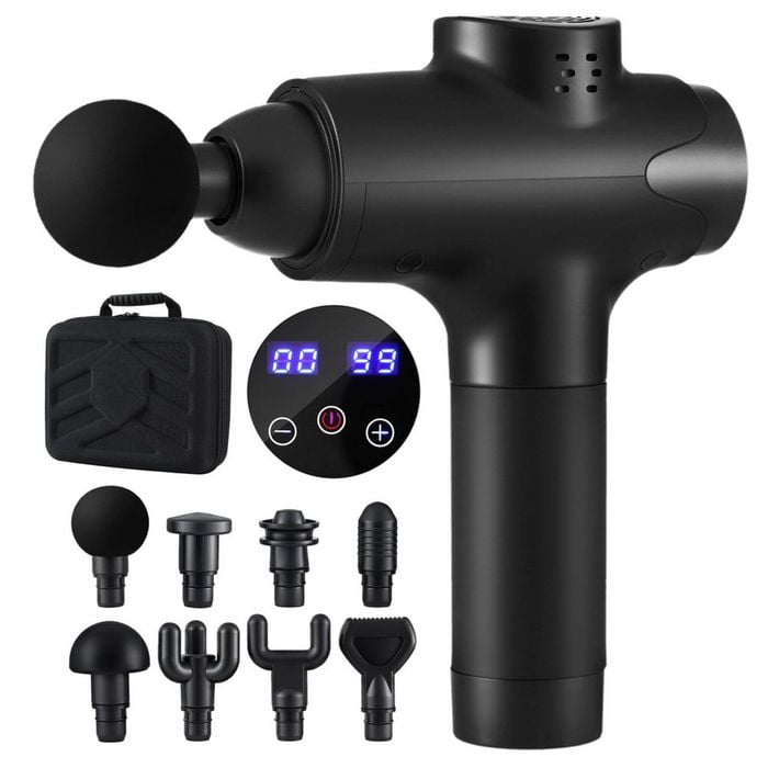 Everfit Massage Gun 30 Speed 8 Heads Vibration Muscle Massager Chargeable  Black - Bunnings Australia