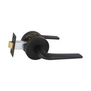 Schlage Matte Black Medio Plus Series Sierra Passage Lever Set with QuickFix