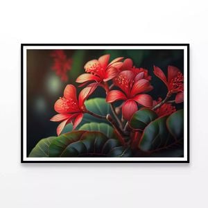 Red Tropical Flowers  Print 100% Australian Made 90x60cm  (Poster)