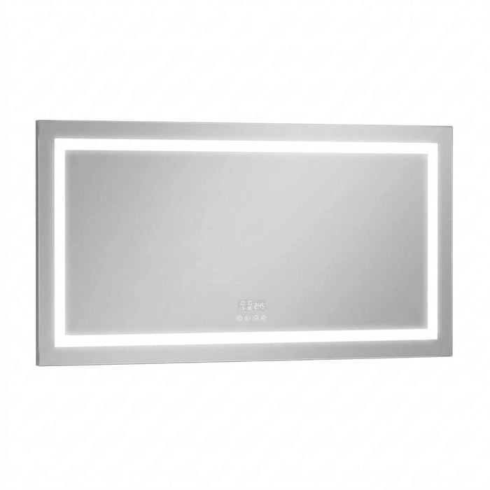P&p Silver Led Bathroom Mirror Bluetooth Anti Fog Smart Display Wall Mounted