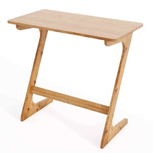 Costway Z Shaped End Table Bamboo Side table-Natural