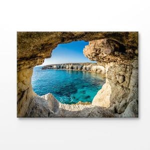 Sea Caves near Ayia Napa Cyprus Print 100% Australian Made 180x120cm (Stretched Canvas)