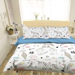 3D Rainbow Cartoon 058 Bedding Set Pillowcases Quilt Duvet Cover Set Queen King